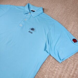 FootJoy Polo Shirt Men 2XL‎ Blue Stretch Pique Performance Golf Steve Prater